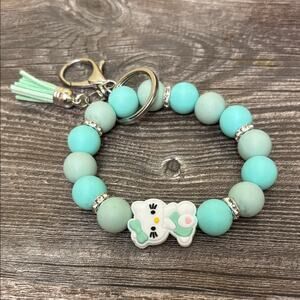 Cute Hello Kitty Bracelet with Keychain - Mint and Gray